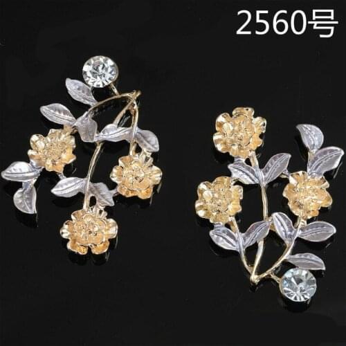 50pcs Gold Color Crystal Flower Charms Leaf Branch Pendants for Jewelry Making Jewelry Findings DIY Handmade Wholesale