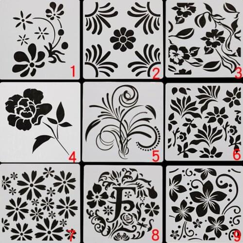 9pc Mandala Stencil Painting Template DIY Scrapbooking Photo Album Embossing Decor Reusable Spray Mold Office School Supplies