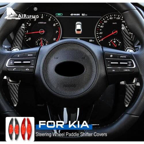 AIRSPEED Real Carbon Fiber for KIA Stinger CK 2017 2018 2019 Accessories Car Steering Wheel Paddle Blade Shifter Cover Sticker