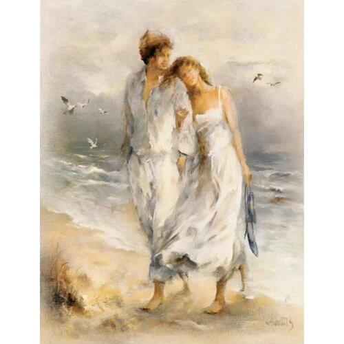 Diamond Embroidery beach lovers pattern Needlework 5D Diamond Painting Cross Stitch Full Drill Rhinestone Painting Decoration
