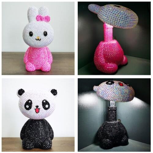 DIY Diamond Painting LED Light Lamp Panda Rabbit Diamond Mosaic Embroidery Night Lamp Cute Animal Home Desk Decor Christmas Gift