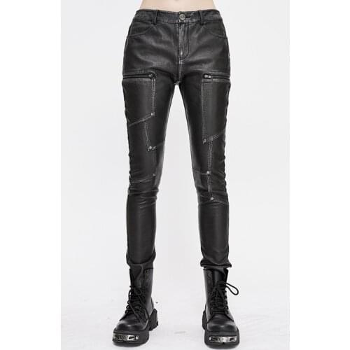 Black Leather Pants Full Trousers Punk Casual Women Clothing Punk Women Pants Zippers Pencil Pants