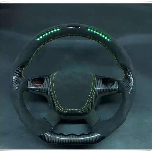 Cuatomized Carbon Fiber LED Steering Wheel Alcantara Leather Replacement for Ford Kuga Focus ST 2013