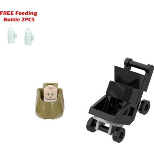 Baby & Trolley Building Blocks Toys MOC 26556 25126 92590 Bricks DIY Infant Carriage Children Gifts