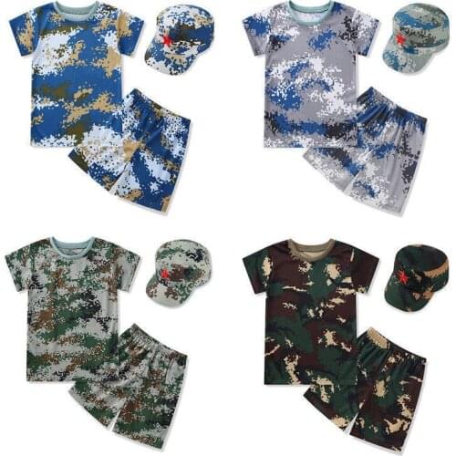 Children Camouflage Suit Students Fitness Training Clothing Quick-dry Short Sleeve T-shirt Summer Camp Outdoor Expansion Clothes