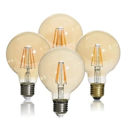 Edison Led Filament Bulb G80 G95 G125 Big Global light bulb 4W 6W 8W filament bulb E27 Light Brown indoor lamp AC220V