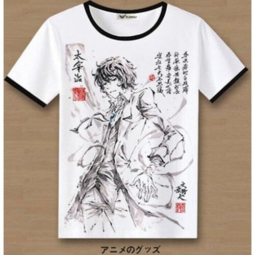 Anime Bungou Stray Dogs cosplay T-shirt Nakajima Atsushi Dazai Osamu men t shirt Short-sleeve Tees tops