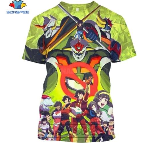 SONSPEE New Mazinger Z Mens T-Shirt Japan Movie Robot 3D Print Women Summer Anime Tshirt Harajuku Casual Top t-shirt Clothing