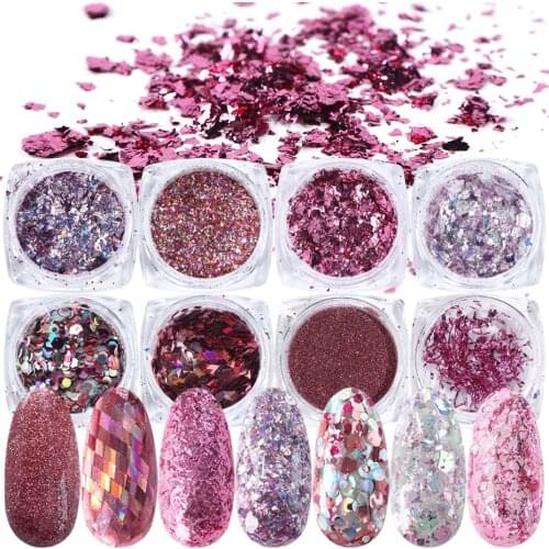 Holographic Glitter Nail Art Pigment Powder 3D Colorful Sequins Spangles Polish Manicure Nail Art Decorations SA1506-05-1