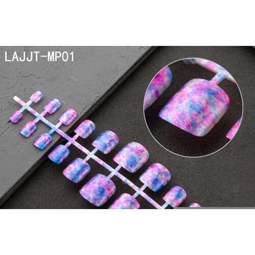 1pc Artificial Summer Toenails Press on Foot Colorful Design Blooming False Toe Nail Art Decoration Feet Manicure Beauty Tools