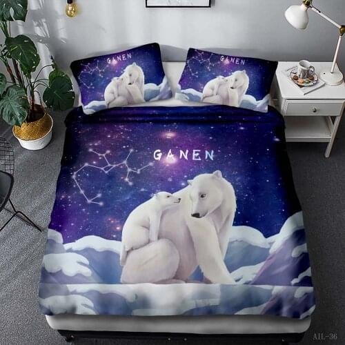 Polar Bear Father Son Bear 4-piece Set 3-piece Quilt Cover Sheet Pillow Cover Fitted Sheet