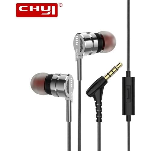 CHYI M6 Metal In-ear Wired Earphone With Microphone 3.5mm Line Type HIFI Music Earbuds Earphones For iPhone Xiaomi Samsung Phone