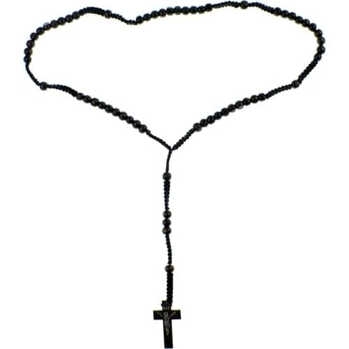 Wooden Cross Bead Mens Necklace Brown new fashion high quality necklace flamboyant stainless gift