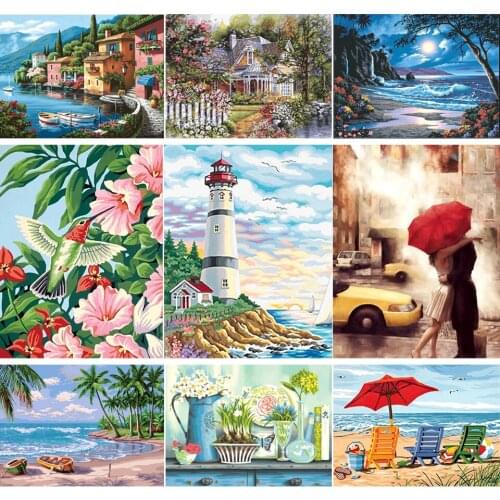 5D DIY Diamond Painting Landscape Cross Stitch Kit Sale Full Diamond Embroidery Sunset Mosaic Rhinestone Picture Home Decor