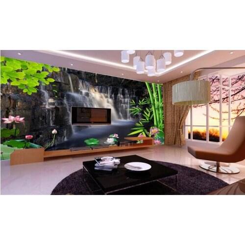 3d room wallpaper custom mural The river lotus bamboo leaves painting photo wallpaper for walls 3 d living room home decor