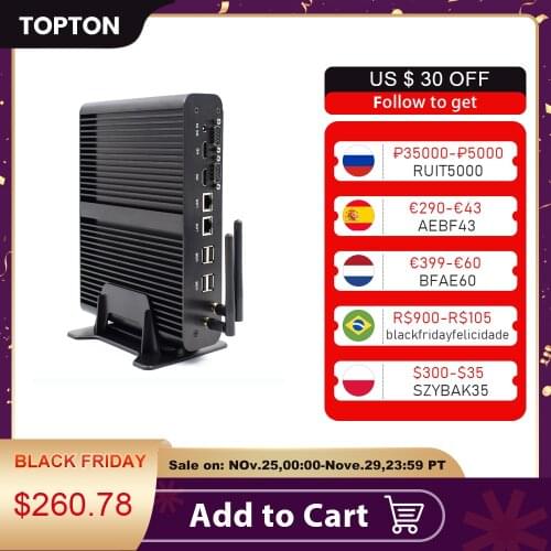 Topton Nuc Fanless Desktop PC Intel Core i7 10710U i5 8265U Mini Computer 2*DDR4 M.2+Msata+2.5'SATA 4K HTPC Nettop Assembly PC