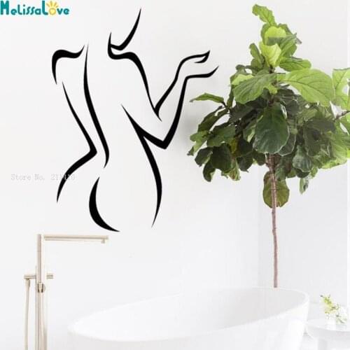 Charm Girl Body Outline Wall Stickers Lady Silhouette Vinyl Figure Fitness Decals Art Line Décor Simple Bar Shower Murals YT6336