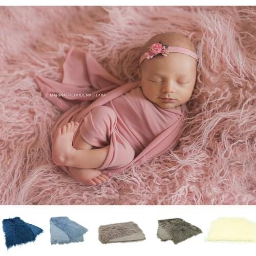 150x100cm Mongolia Long Pile Faux Fur Blanket Baby Photo Backdrop Basket Filler For Newborn Infant Photography Accessories