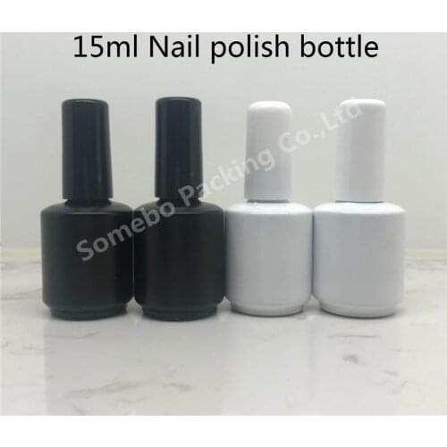 20 x 15ml Black Frost White Empty Nail Polish Glass Bottle 1/2oz nail enamel Containers glass bottle with brush cap