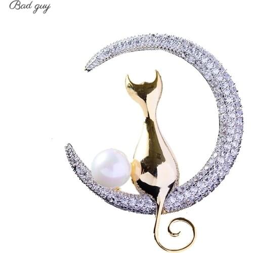 Sliver Gold Cat Brooch Cute Style Pin for Womens Fashion Flowers Jewelry Clothes Scarf Buckle Garment Accessories Pins Gift