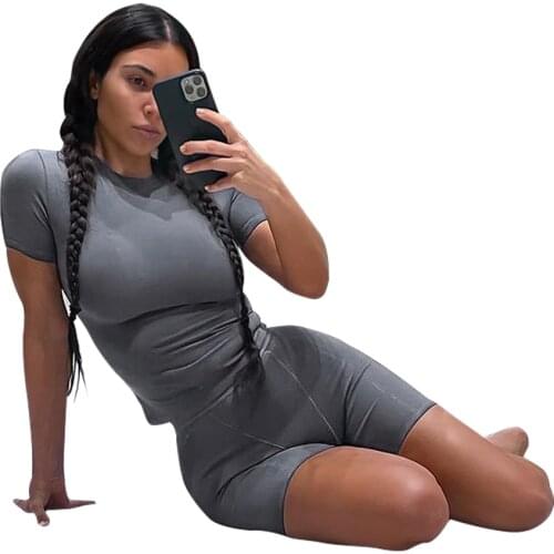 XLLAIS Fitness Shorts Sets Women Sexy O-Neck Tight Slim T-Shirts Lady Casual High Waist Slim Pants Matching 2 Piece Outfits