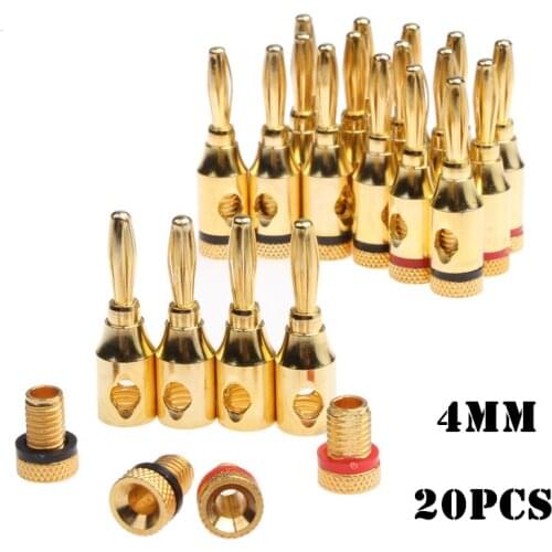 YT 20PCS Gold Plated 4mm Banana Plugs For Musical Amplifier Speaker Adapter Audio Banana Wire Cable Connect Plug Connectors Set