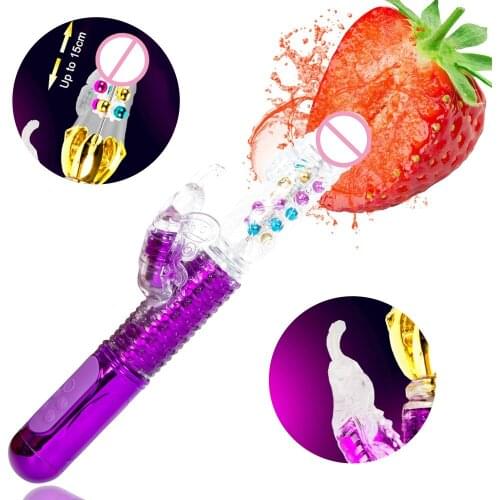 Telescopic Rabbit G-Spot Vibrator Dildo Clitoris Masturbator Double Motor Vagina Rotary Vibrator Women Adult Sex Toy Sex Shop