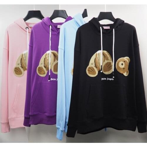 Palm Angels 21SS Letter Logo Men Women Lovers Cartoon Little Bear Casual Fashion Letter Streetwear Hoodie Hoodie Sports
