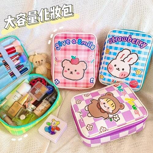 Waterproof Large Capacity Cosmetic Bag Korean Kawaii Creative Storage Bag Cute Portable Zipper Travel Toiletry Bag 2021 New