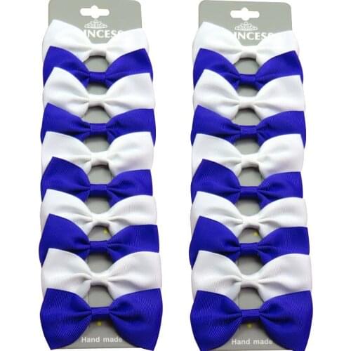 20PCS/Lot Cute Navy White With Clip Grosgrain Ribbon Bow Hairpins 2020 Scrunchie Korean CLIP Hair Accessories For Baby Girl