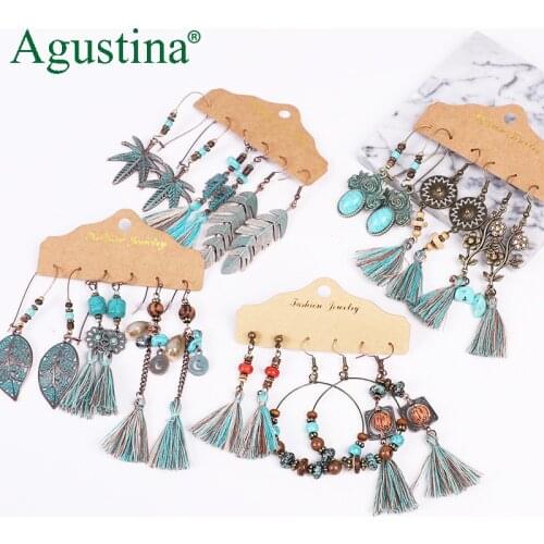 Agustina Earrings Set 2020 New Tassel Earrings Jewelry Boho Women Bohemian Drop Long Earrings Earring Handmade Fringe Statement
