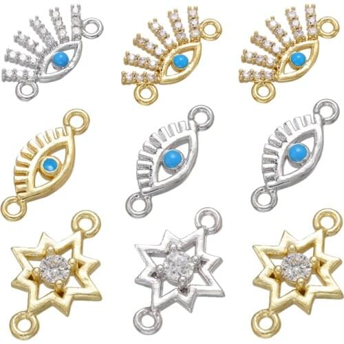 ZHUKOU gold/silver color CZ crystal star/eye Bracelet connectors DIY handmade components Accessories for jewelry Supplies VS463