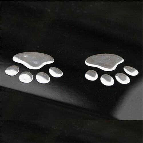 1 Pair Design Paw Car Sticker 3D Animal Dog Cat Bear Foot Prints Footprint 3M Decal Car Stickers Silver Gold Red car-styling