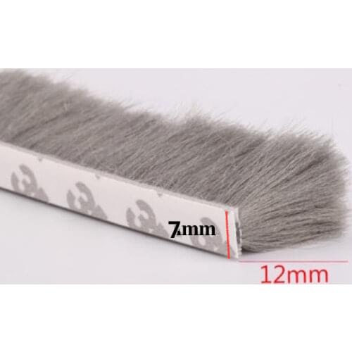 Self Adhesive Sealing Strip Felt Draught Excluder Wool Pile Seals Weatherstrip Door Window Brush Seal 7x12mm 5m 10m Gray
