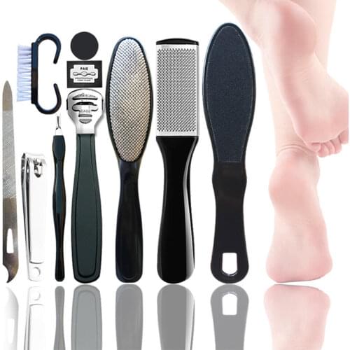 10PCS/Set Foot Rasp Foot Files Dead Skin Remover Clean Stainless Steel Toenail Care Kit Professional Pedicure Foot Care Tools