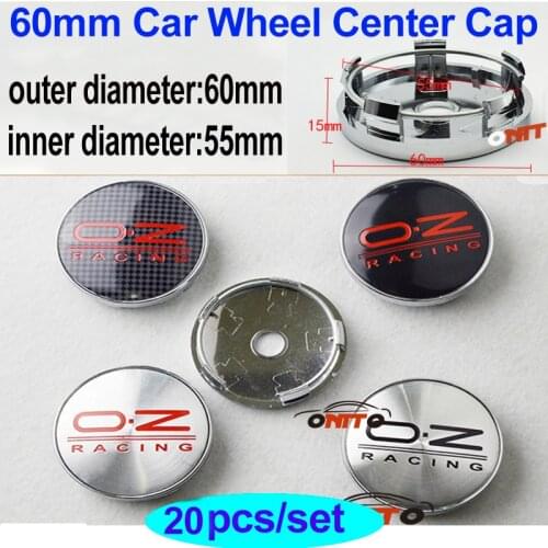 20pcs/set 60mm 2.36inch Car Logo Badge Emblem Auto Car Wheel Center Hub Caps Covers for OZ Racing Car Accessories Decal Label