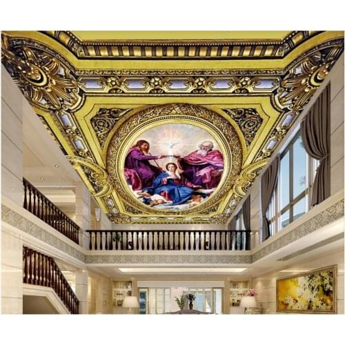 3d photo wallpaper custom ceiling mural God and Jesus Coronation of Our Lady, European Luxury Wallpaper for walls in rolls