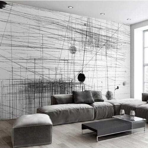 Creative Abstract Geometry Wall Papers Home Decor Papier Peint Mural 3d Novelty Mural Black White Strip Line Art Paint Murales