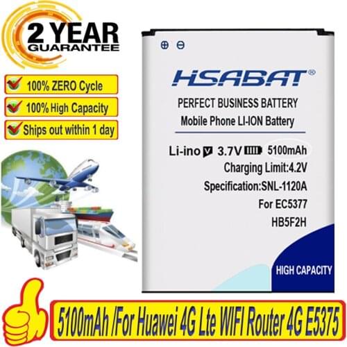 HSABAT 5100mAh HB554666RAW HB5F2H Battery for Huawei 4G Lte WIFI Router 4G E5375 EC5377 E5373 E5330 E5336 E5351 E5372 E5356