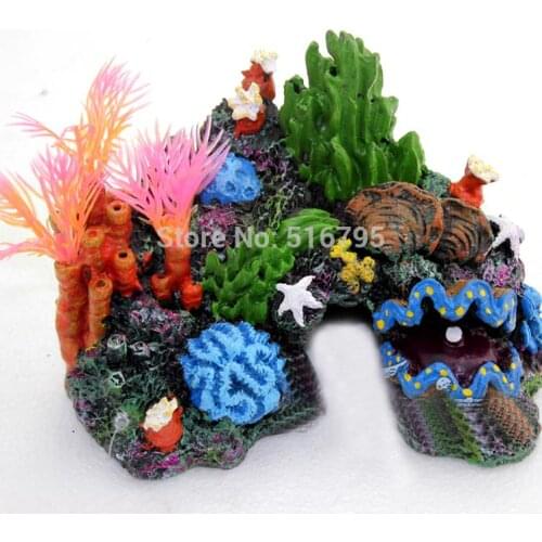 1pc fish tank aquarium decoration resin artificial sea coral full set of shell rockery resin plants aquarium supplies