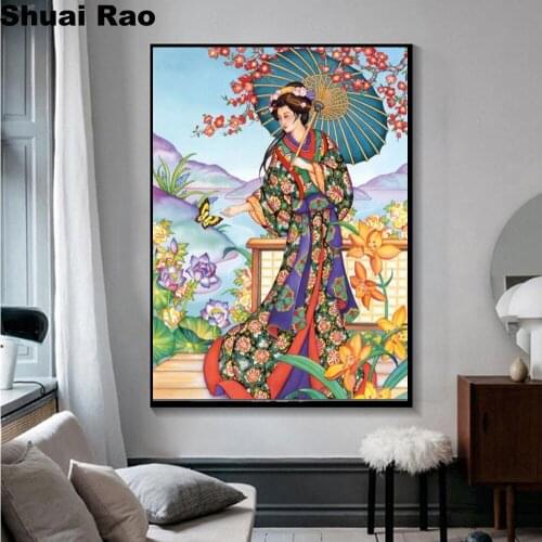 5d diy diamond Japanese geisha diamond painting full square/round drill diamond embroidery wedding decor