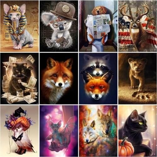 SHAYI 5D Diamond Painting Animals Egypt Cat Diamond Embroidery Full Square Diamond Mosaic Cross Stitch Kit Home Art Decor Gift