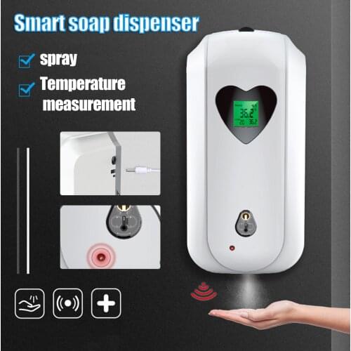 Automatic Alcohol Dispenser with Body Temperature Measurement Touchless Soap Dispenser with Temperature Alarm 850ML WXV Sale