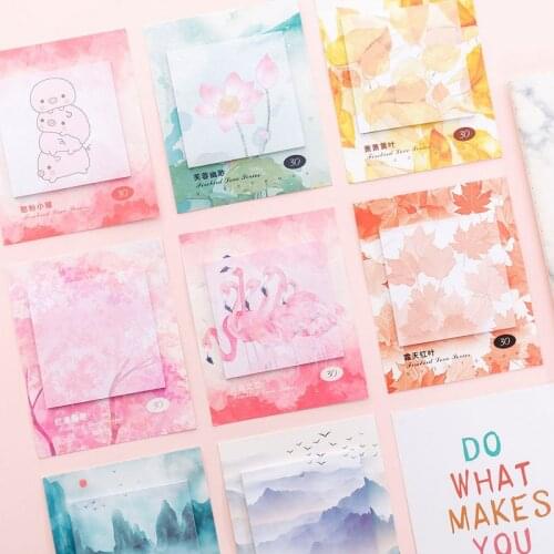 Kawaii Flamingo Memo Pad Planner Stickers Paper Notepads Cute Cherry Blossoms Sticky Notes School Posted It Korean Stationery