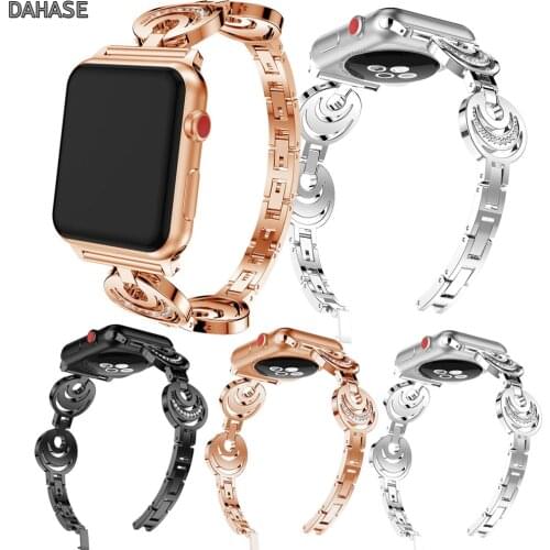 Diamond Moon Women Watch Bracelet for Apple Watch Band 42 44mm 38 40mm Stainless Steel Metal Strap for iWatch Series 5 4 3 2 1