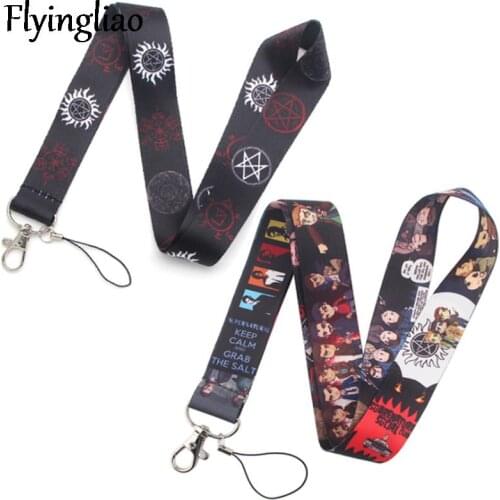 Supernatural SPN Cartoon Icons Style Anime Lovers Key Chain Lanyard Neck Strap for USB Badge Holder DIY Hang Rope