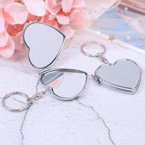 CASHOU75 Portable Two-side Folding Make Up Mirror Mini Makeup Compact Key Chain Pocket Mirror Women Cosmetic Mirrors Key Ring