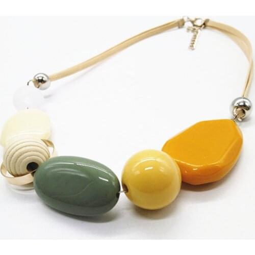 Ceramic Geometric Trendy Acrylic Chain Necklace Fashion Charms Pendant Choker Statement Necklace Women Sweater Chain Jewelry