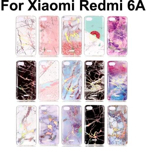 For Xiaomi Redmi 6A Laser print Marble painted TPU cover capa,For Redmi6a hongmi 6a anti-fall silica soft back case funda