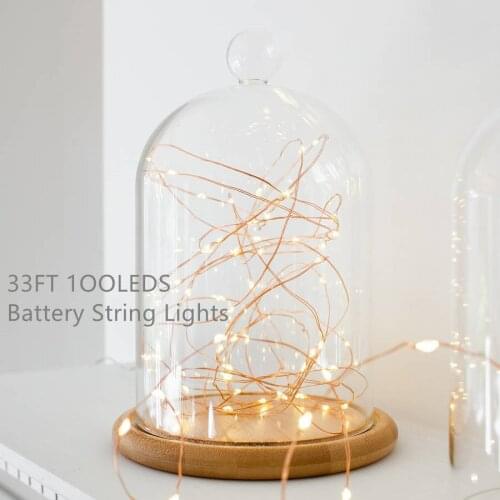 33ft 100 LEDs Battery Copper Wire String Fairy Lights Micro Party Lighting Garland for Home Christmas Wedding Events Decoration